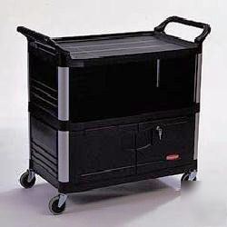 Rubbermaid three-shelf av/equipment cart rcp 4095 bla 