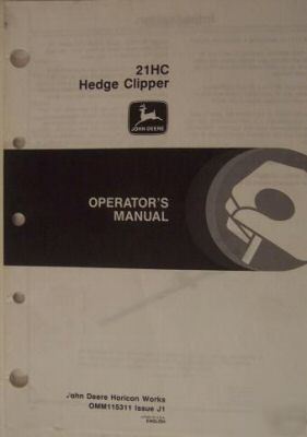 John deere 21HC hedge trimmer owner's manual