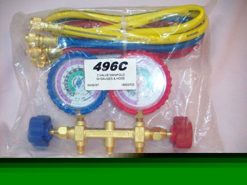 New imperial usa 496C 2 valve manifold gauges & hose