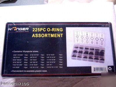 225 pc o-ring assortment w/ case hardware tools fd-2017
