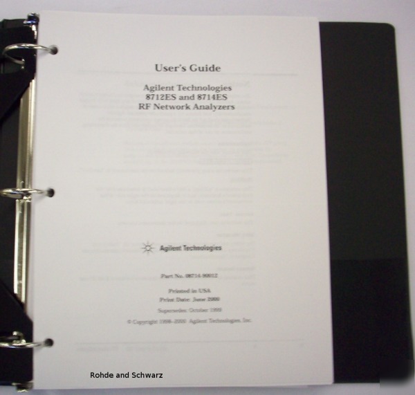 Hp 8712ES / 8714ES network analyzer users guide manual