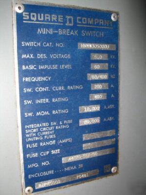 Square d mini-break switch HVMW305000U 5 kv 200 amp