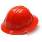 Full brim 4PT ratchet suspension hard hat hi vis orange