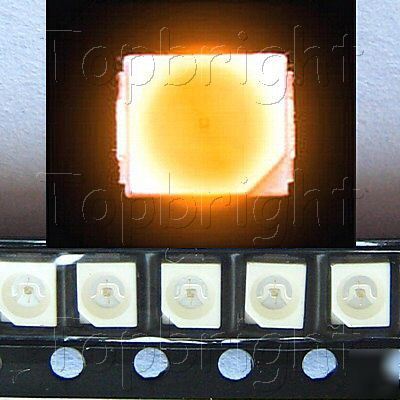 New 100 pc plcc-2 power top smd smt 1300 mcd orange led 