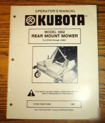 Kubota B7200 thru L2850 tractor mower operator manual