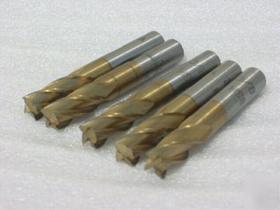 5 pc hss tin coated 4 flute 5/8