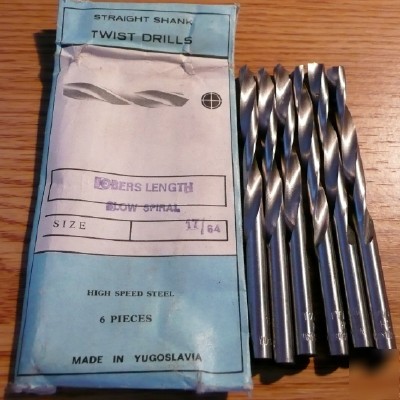 6PC jobber length 17/64 hss drill
