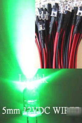 80P 12V dc pre wired 5MM 18,000MCD green led custom car