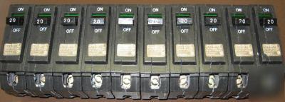 Ge circuit breaker 1P 20A bolt on- lot of 10 THQB1120 