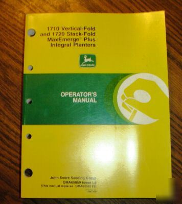 John deere 1710 1720 integral planter operators manual