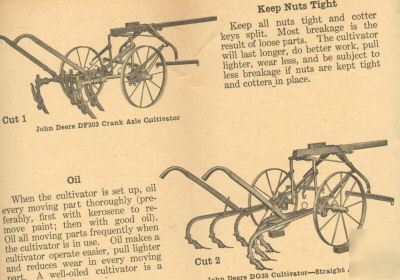1929 john deere df ,dg, dfa , cultivators manual