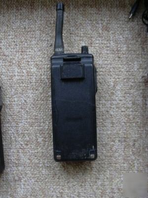 2 hand held icom F4SR radios & leather case & charger 