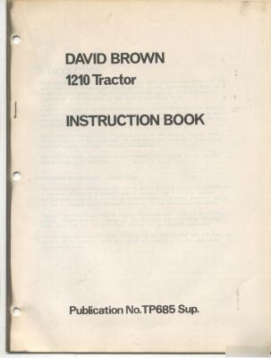 David brown 1210 tractor instruction book manual