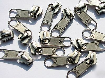 #5 molded plastic zipper sliders long matt nickel 50PC