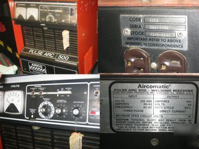 Aircomatic pulse arc 500 welding machine 500 amp output