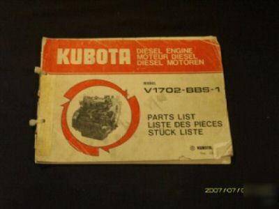 Kubota V1702 bbs-1 diesel engine parts manual