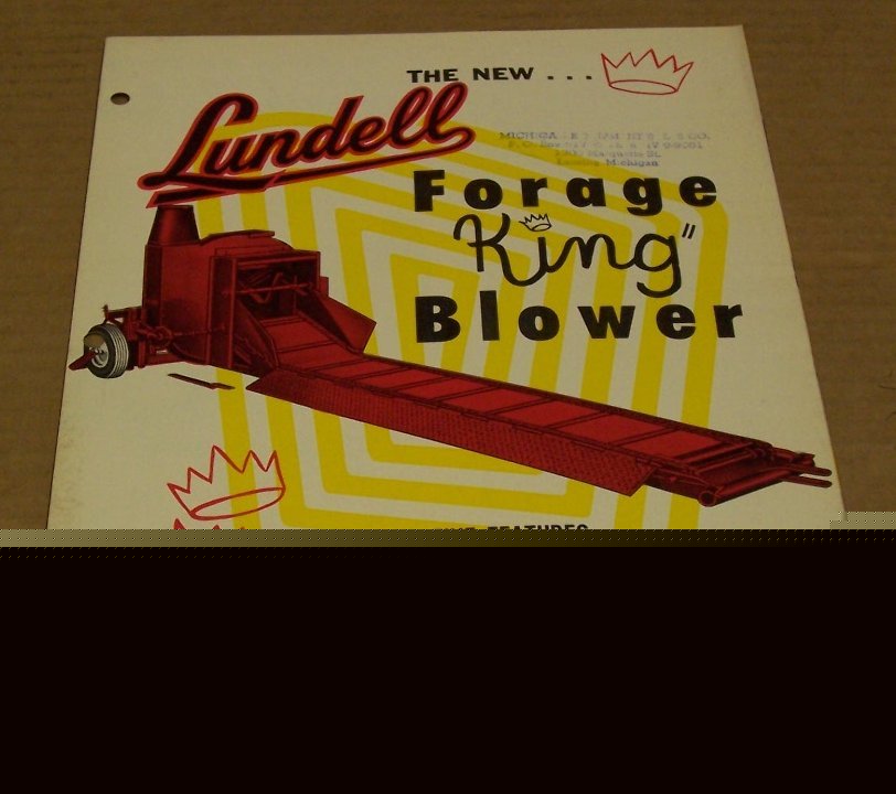Lundell 1950's forage king blower sales brochure