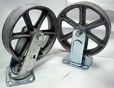 New 8â€X2â€ silver brand cast iron/steel casters,