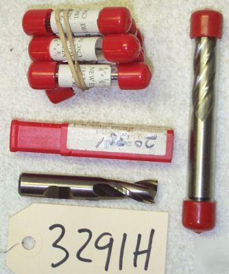 New (9) carbide & hss end mills, 1/8