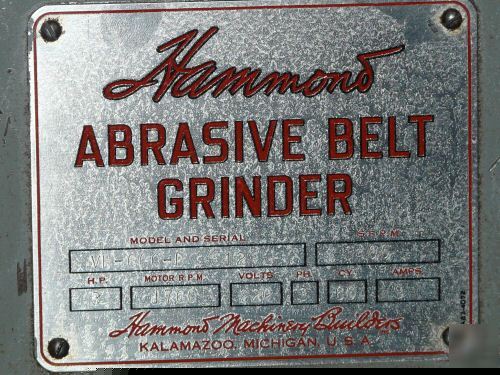 Hammond 6â€ belt sander / grinder - tracking perfect