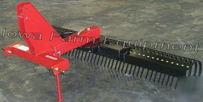 Heavy duty 3-pt, 6' landscape rake, landscaping rake