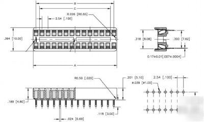 Dip socket for 24 pins ics - skinny dip .300 spacing