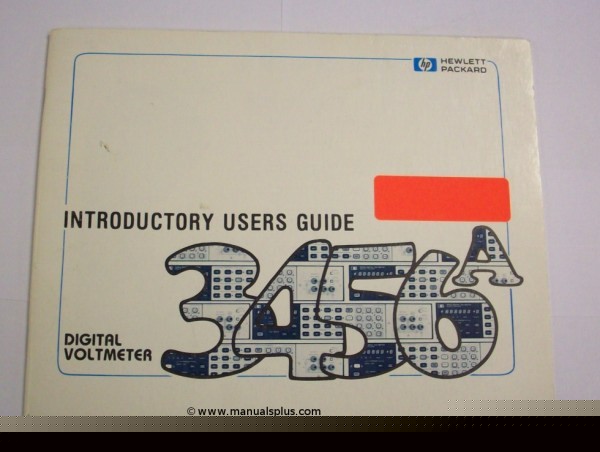 Hp 3456A digital voltmeter intro users guide manual