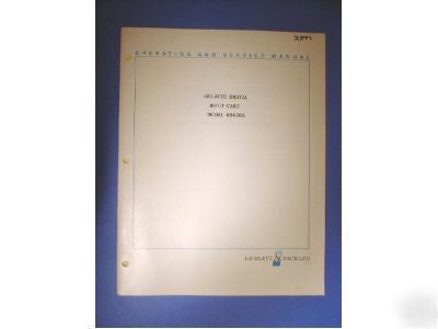 Hp 69430A isolated digital input card ops/svc manual