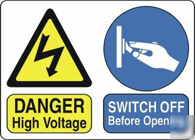 Large metal safety sign danger high voltage 1457