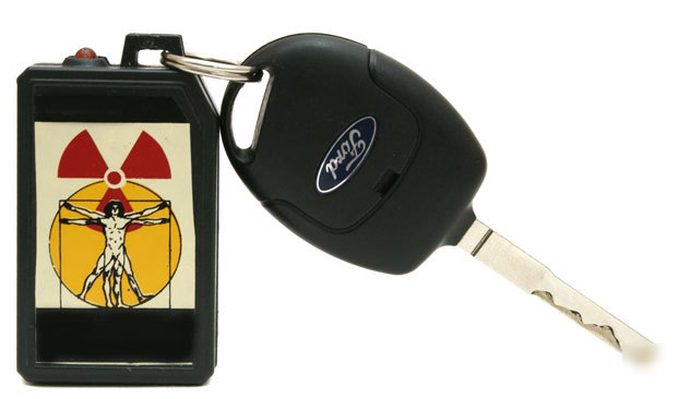 Radiation detector meter geiger counter attaches to key