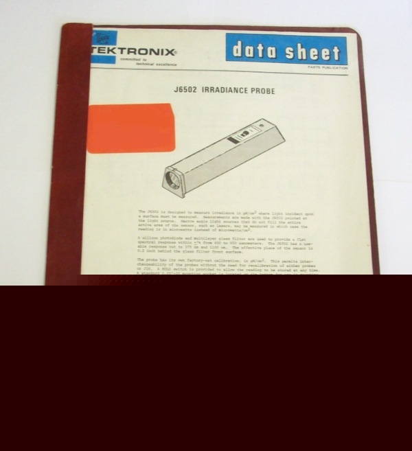 Tektronix J6502 irradiance probe data sheet - $5 ship 