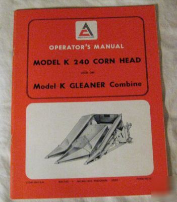  allis-chalmers k 240 corn head operator's manual