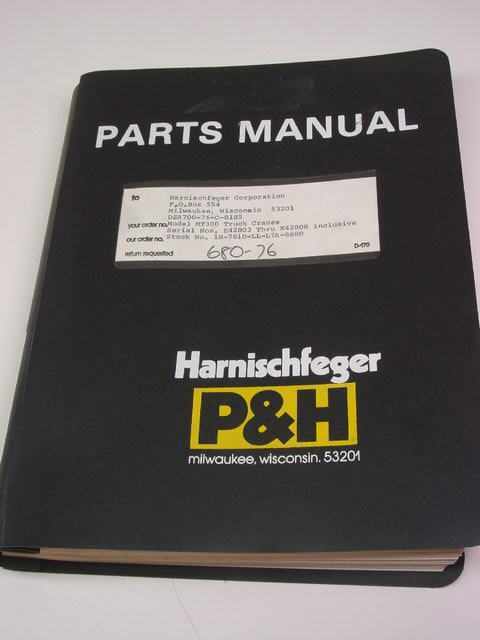 Harnischfeger p&h MT300 parts manual for model MT300 tr