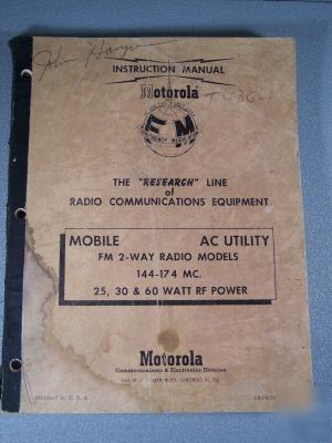 Motorola fm 2-way radio ac utility instruction manual 