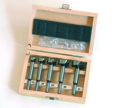 New professional 5 pce forstner bit set in wooden box