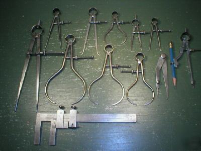 Old used machinist tools dividers calipers starrett ++