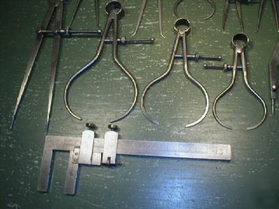 Old used machinist tools dividers calipers starrett ++