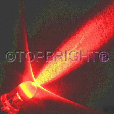 200 pc megabright red led 5MM 30KMCD free resistor