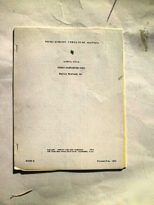 Hp 5216A video amp preliminary manual -used, vgc