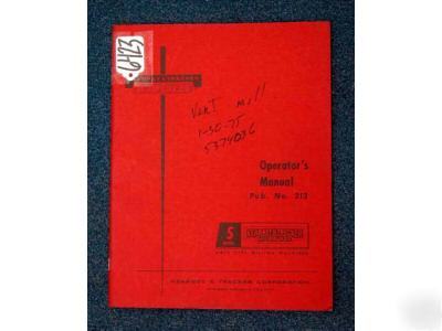 Kearney&trecker operator manual s series knee type mill