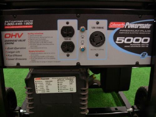 Portable gas 5000 watt coleman powermate generator