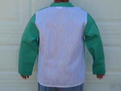 New green cotton welding jackets 2 ea size m- 