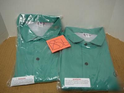 New green cotton welding jackets 2 ea size m- 