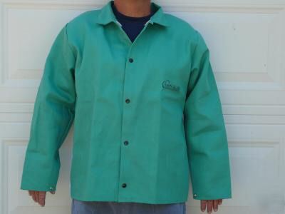 New green cotton welding jackets 2 ea size m- 