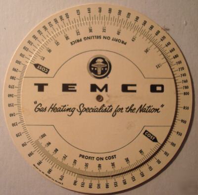 Perrygraf 1949 temco gas heating selling profit chart