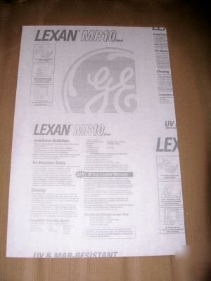  1/2 MR10 lexan polycarbonate clear 30.3/8 x 27.1/2