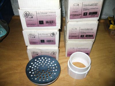 Jones stephens 3 ss steel straner & 3 cleanout base nos