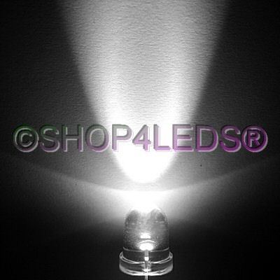 New 1000 pcs 8MM wide angle 40Â° 75KMCD white led f/r 