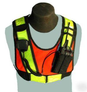Reflective, high visability, radio harness safety vest