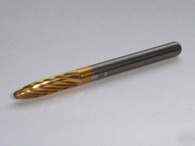 Solid carbide burr - tin coated - round point